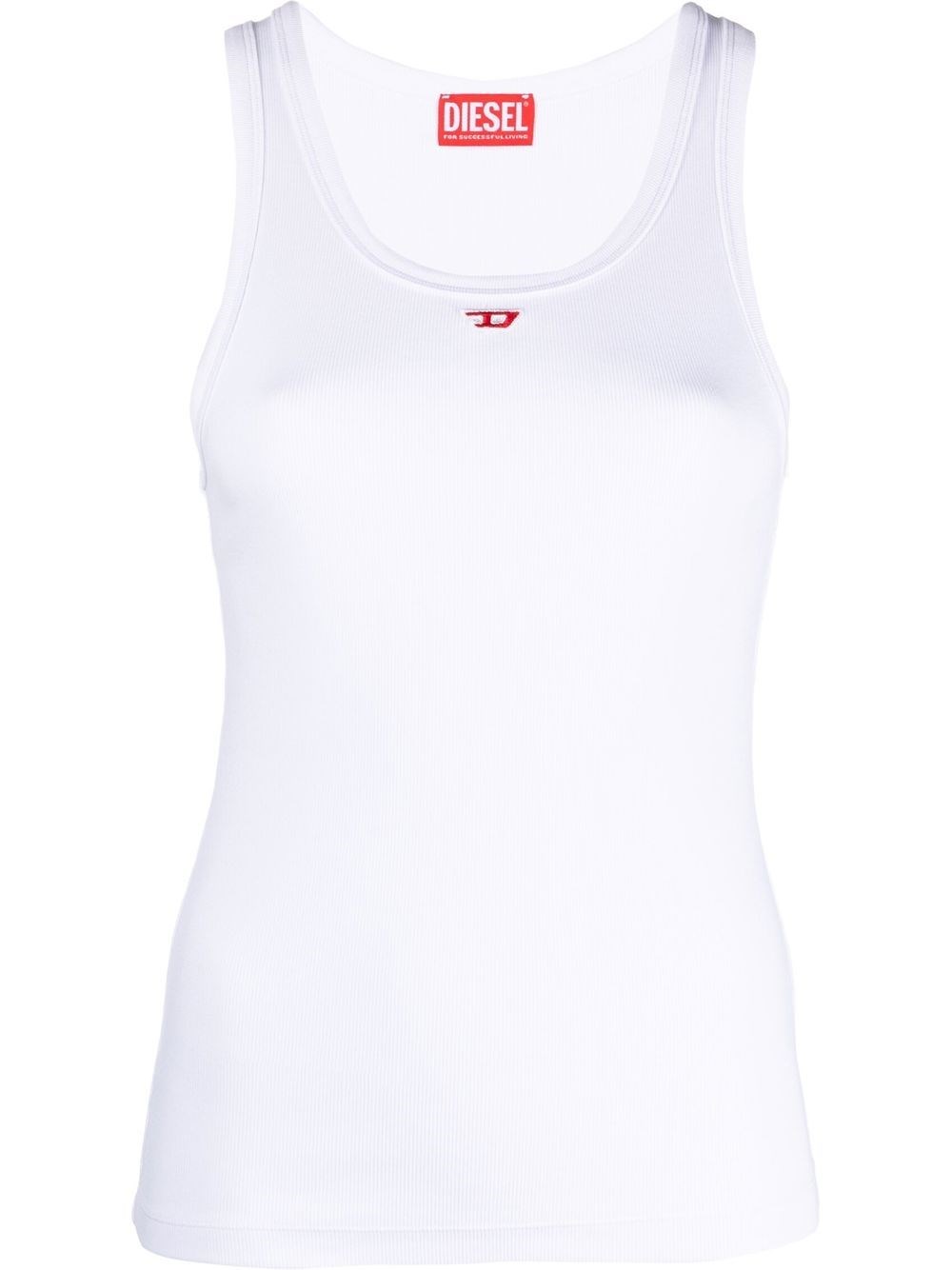Diesel White Tank Top With Logo  In White