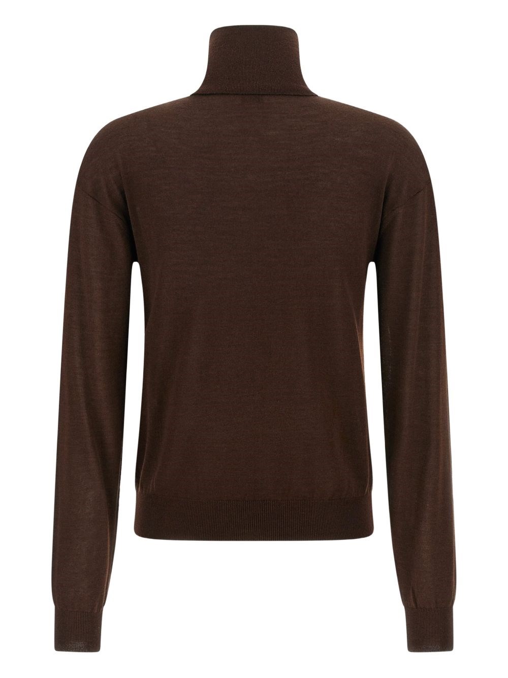 Saint Laurent Cashmere And Wool Turtleneck Sweater In Brown