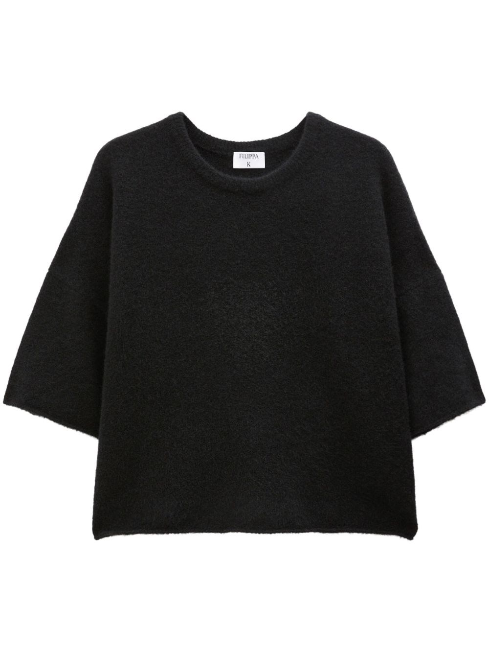 Filippa K Sweater In Brushed Wool Blend Black In Animal Print
