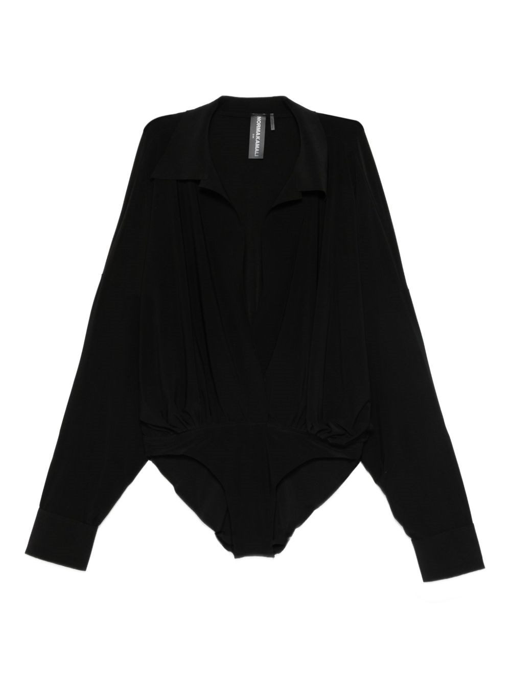 Norma Kamali Black Bodysuit With Deep V-neckline In Blue