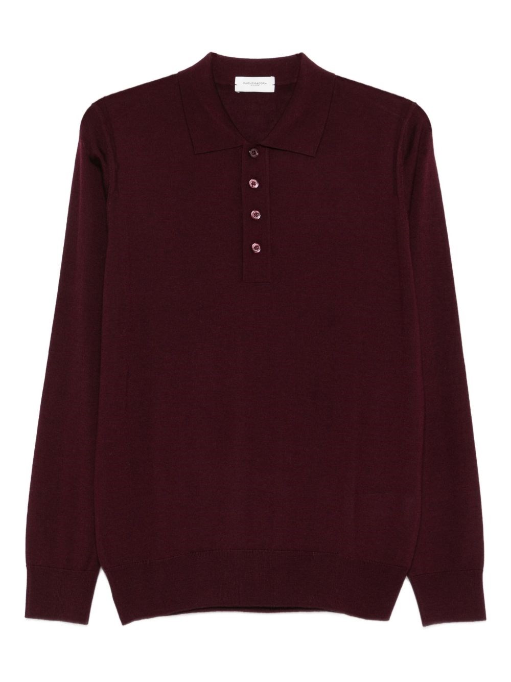 Paolo Pecora Polo Collar Knit Pullover With Button Closure In Brown