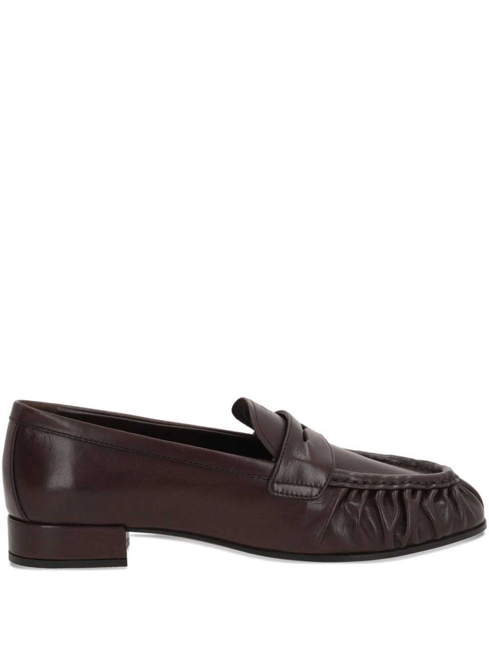 Prada Dark Brown Leather Loafers In Brown