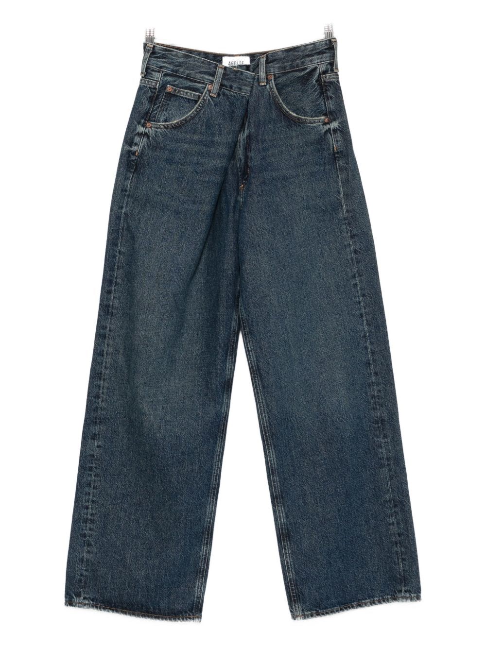 Agolde Denim Trousers With Belt Loops In Blue
