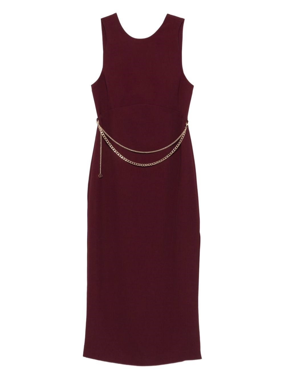 Twinset Midi Dress Bordeaux Sleeveless In Burgundy