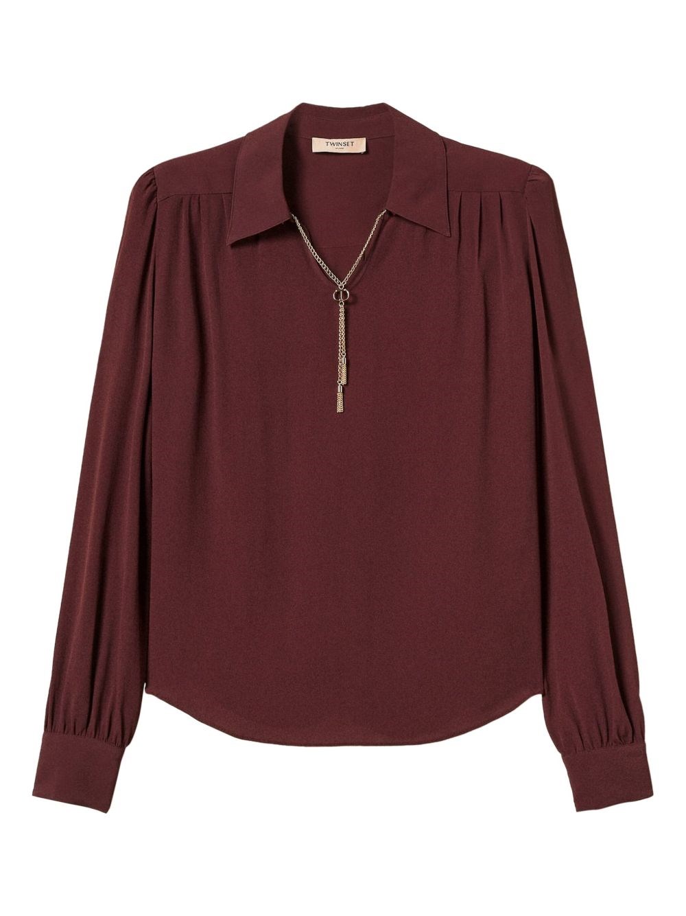 Twinset Burgundy Shirt With Ruffles In Burgundy