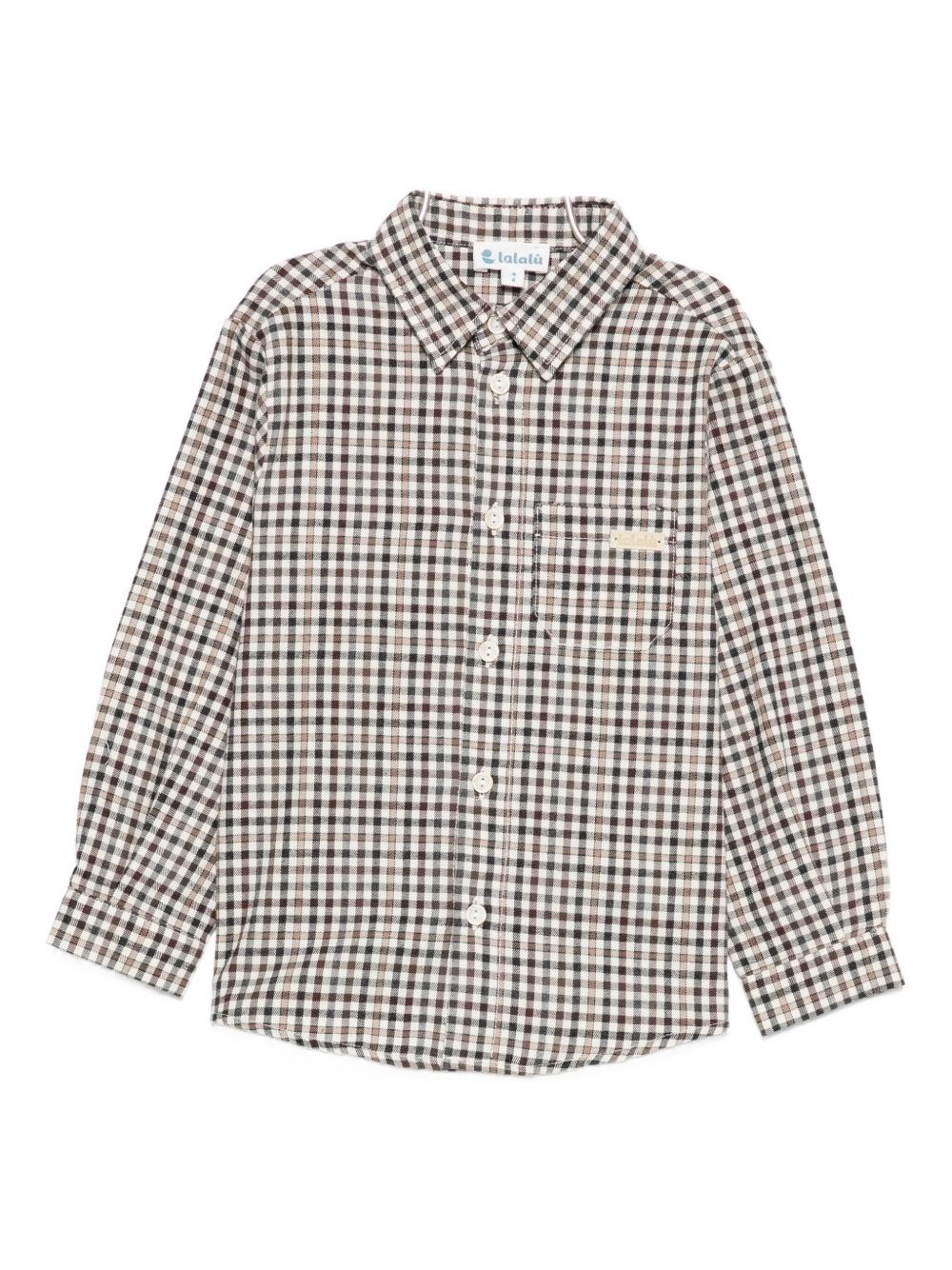 Lalalù Long-sleeved Checked Shirt In Brown