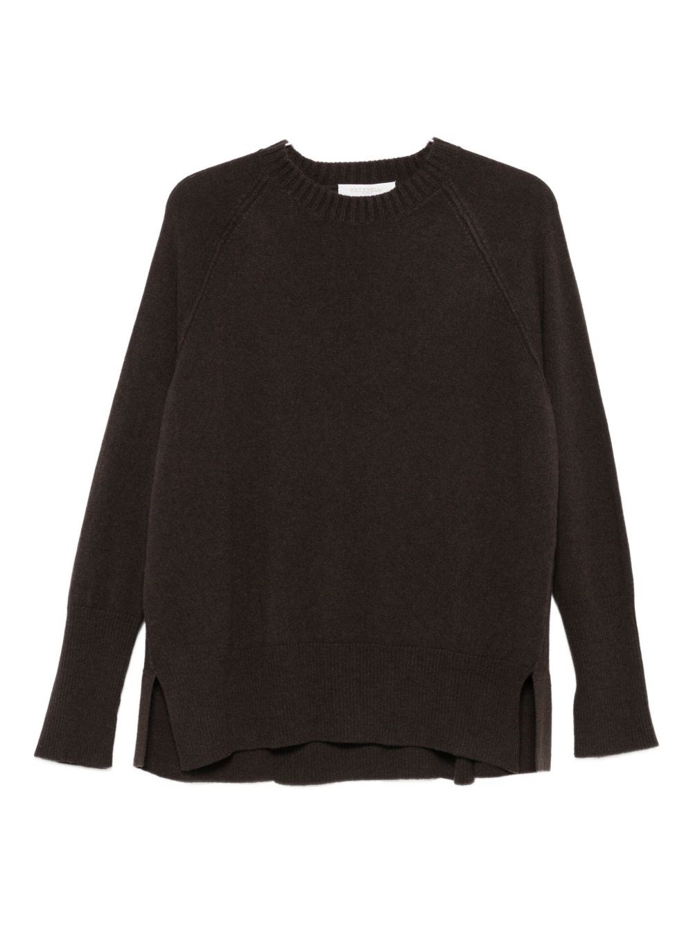 Antonelli Sweater With Side Slits In Brown