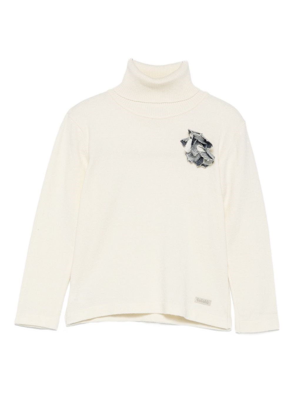 Lalalù Roll-neck Floral-appliqué Sweater In White