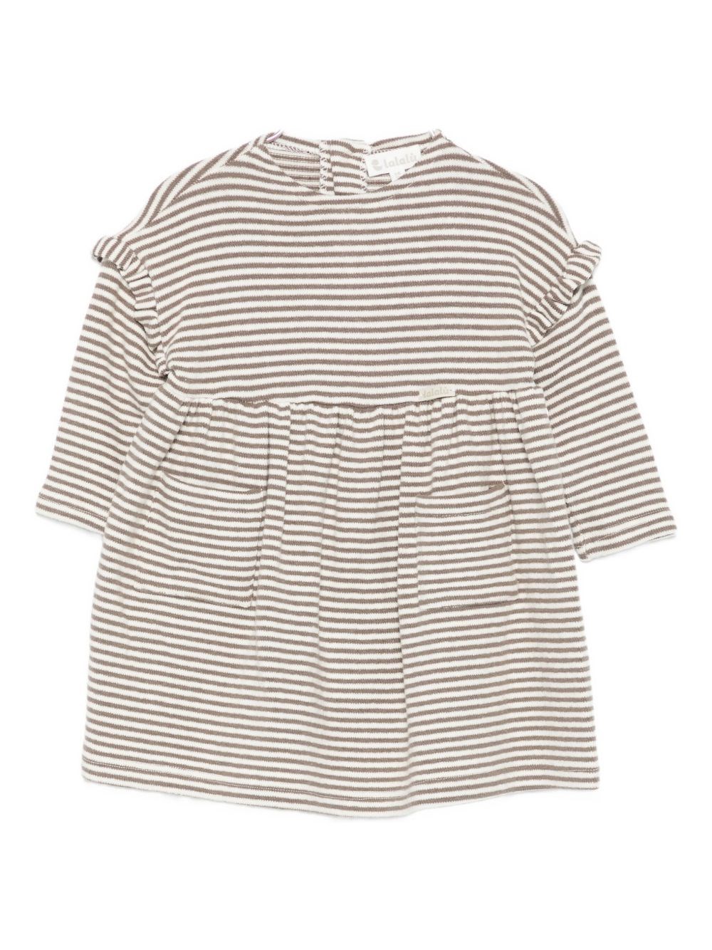 Lalalù Lalalu Ruffled Striped Top In Brown