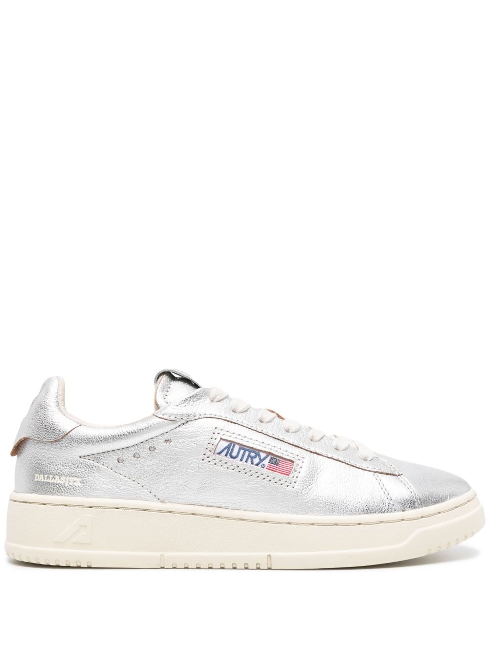 Autry Dallas Low Sparkling Sneakers In Silver And White Sequins Shoes In Silver