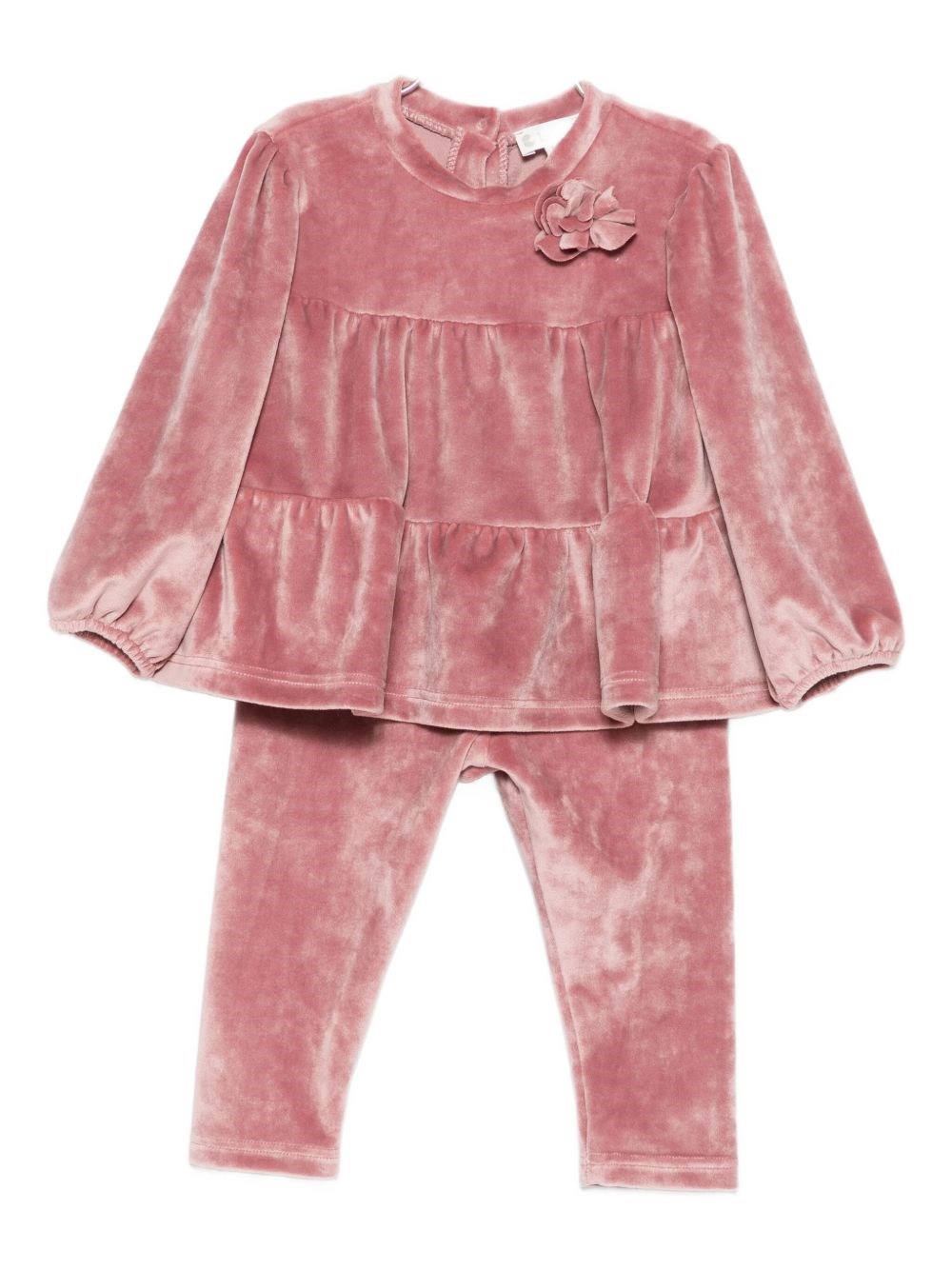 Lalalù Lalalu Velvet Pants (set Of Two) In Pink