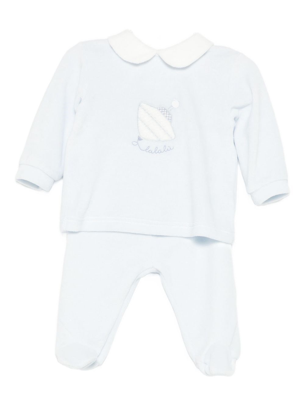 Lalalù Lalalu Romper With Embroidered Applications (set Of Two) In Blue