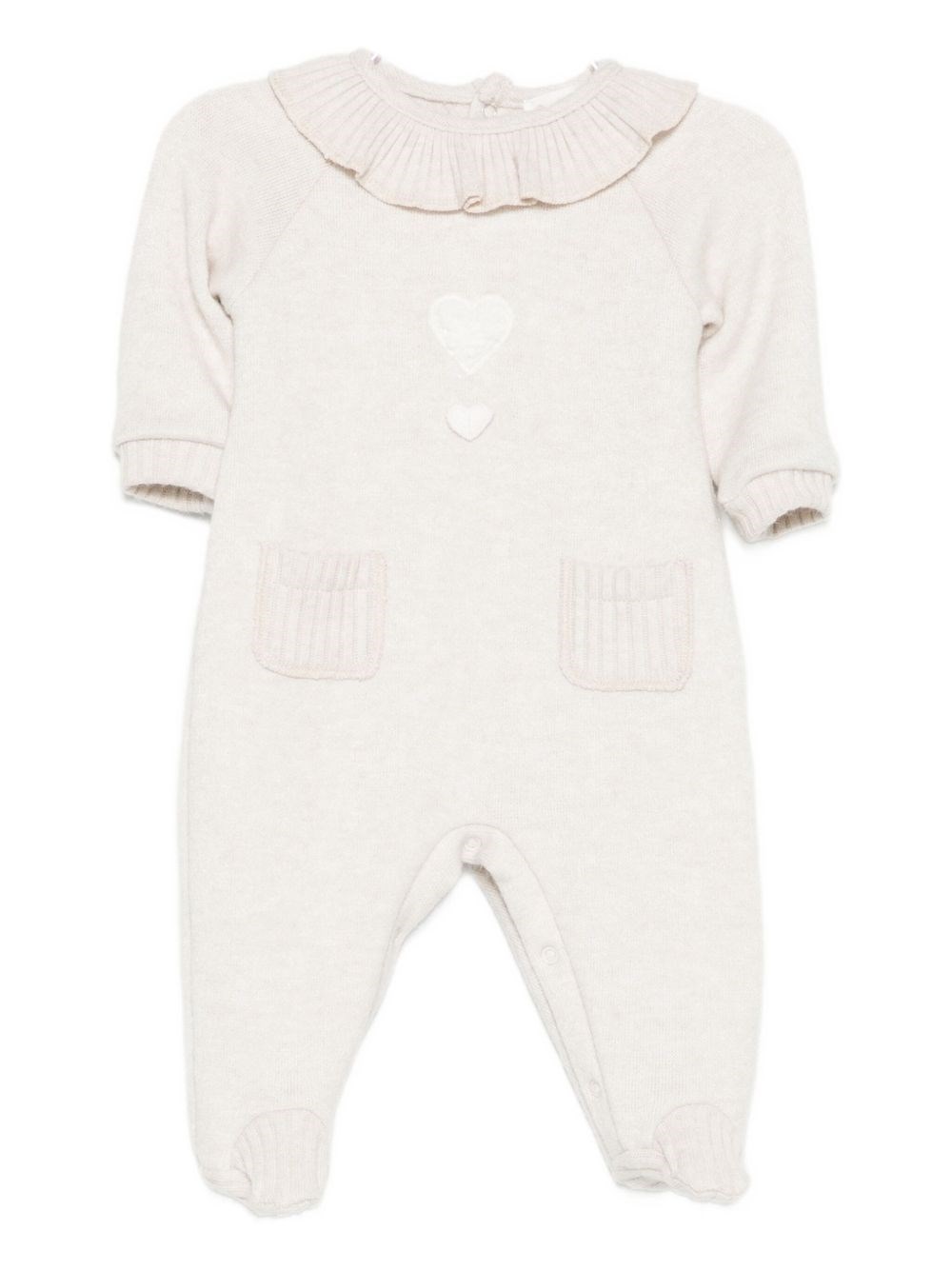 Lalalù Lalalu Romper With Heart Applications And Ruffles In White