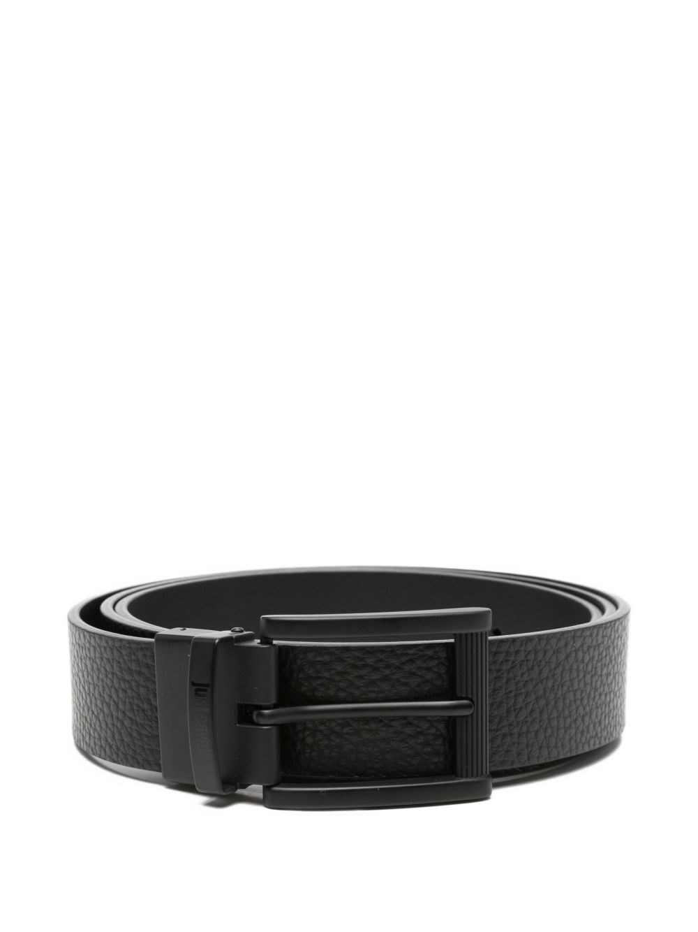 Just Cavalli Embossed Leather Belt In Black