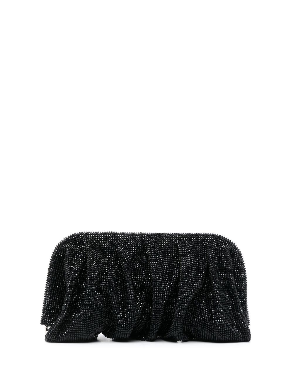 Benedetta Bruzziches Venus La Grande Ruched Crystal Mesh Clutch Bag In Black