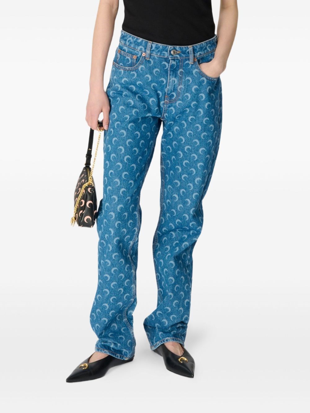 Marine Serre Moon Laser Straight Jeans In Blue