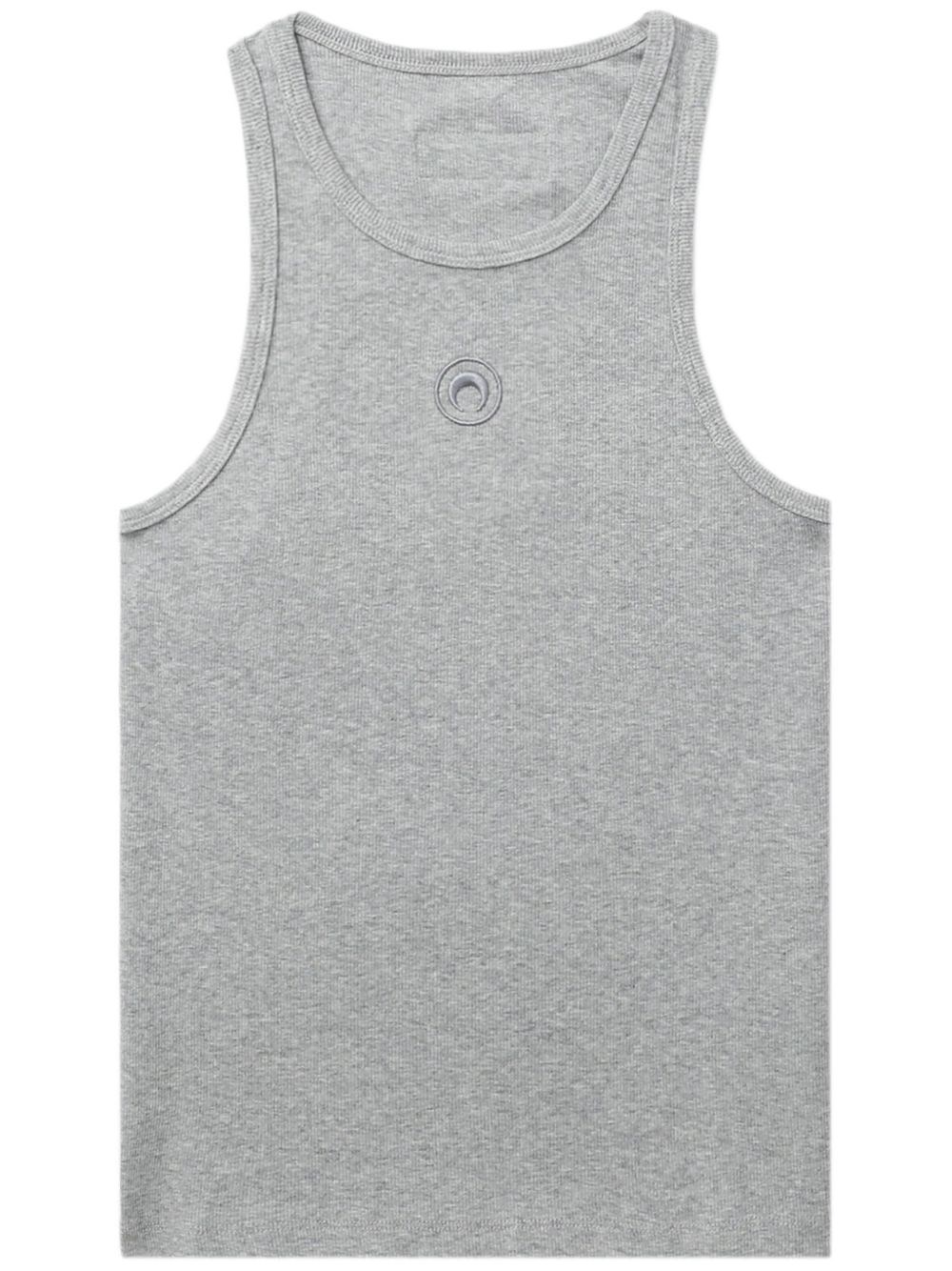 Marine Serre Crescent Moon Embroidered Tank Top In Gray
