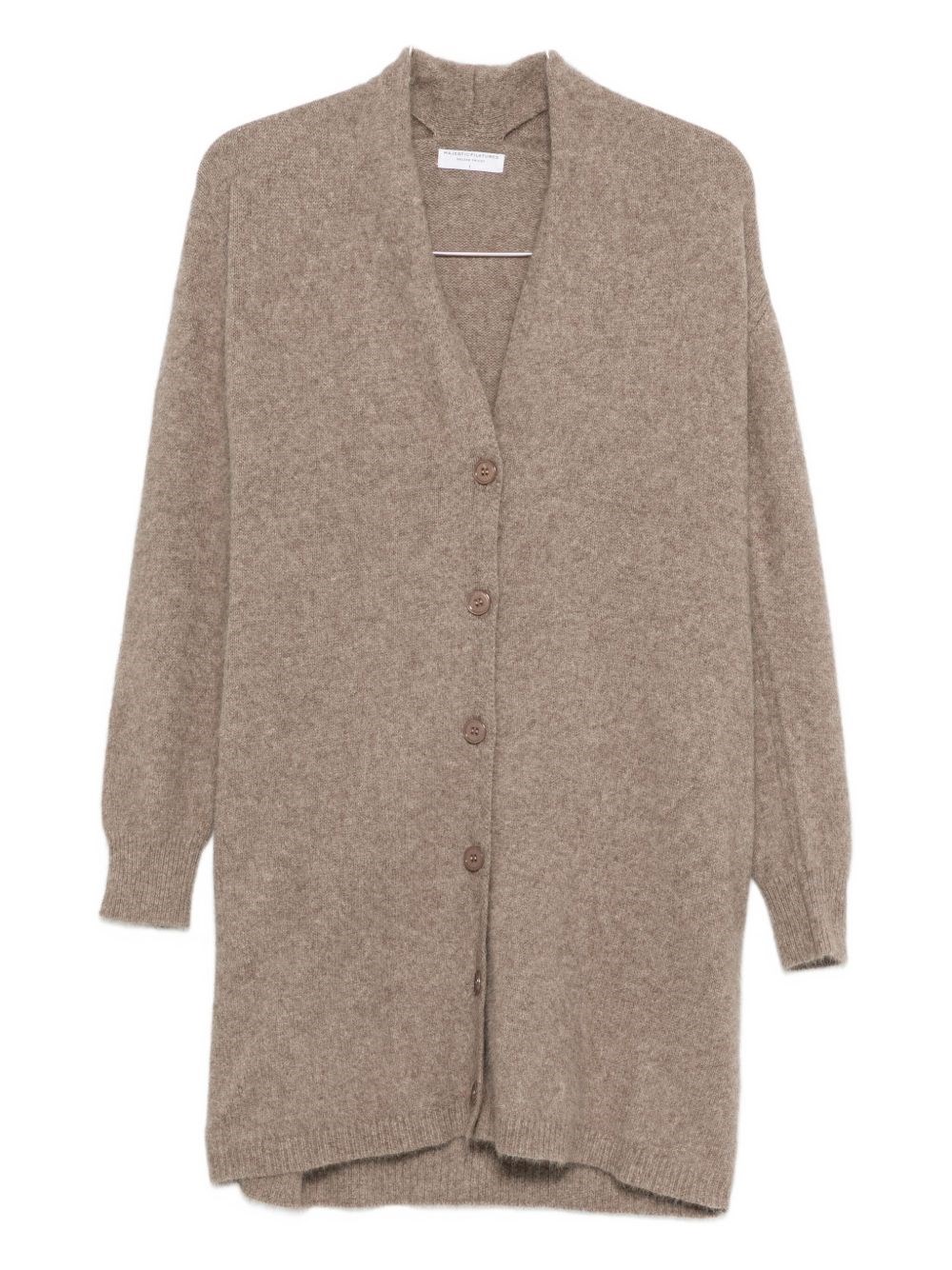 Majestic Button-up Wool Cardigan In White