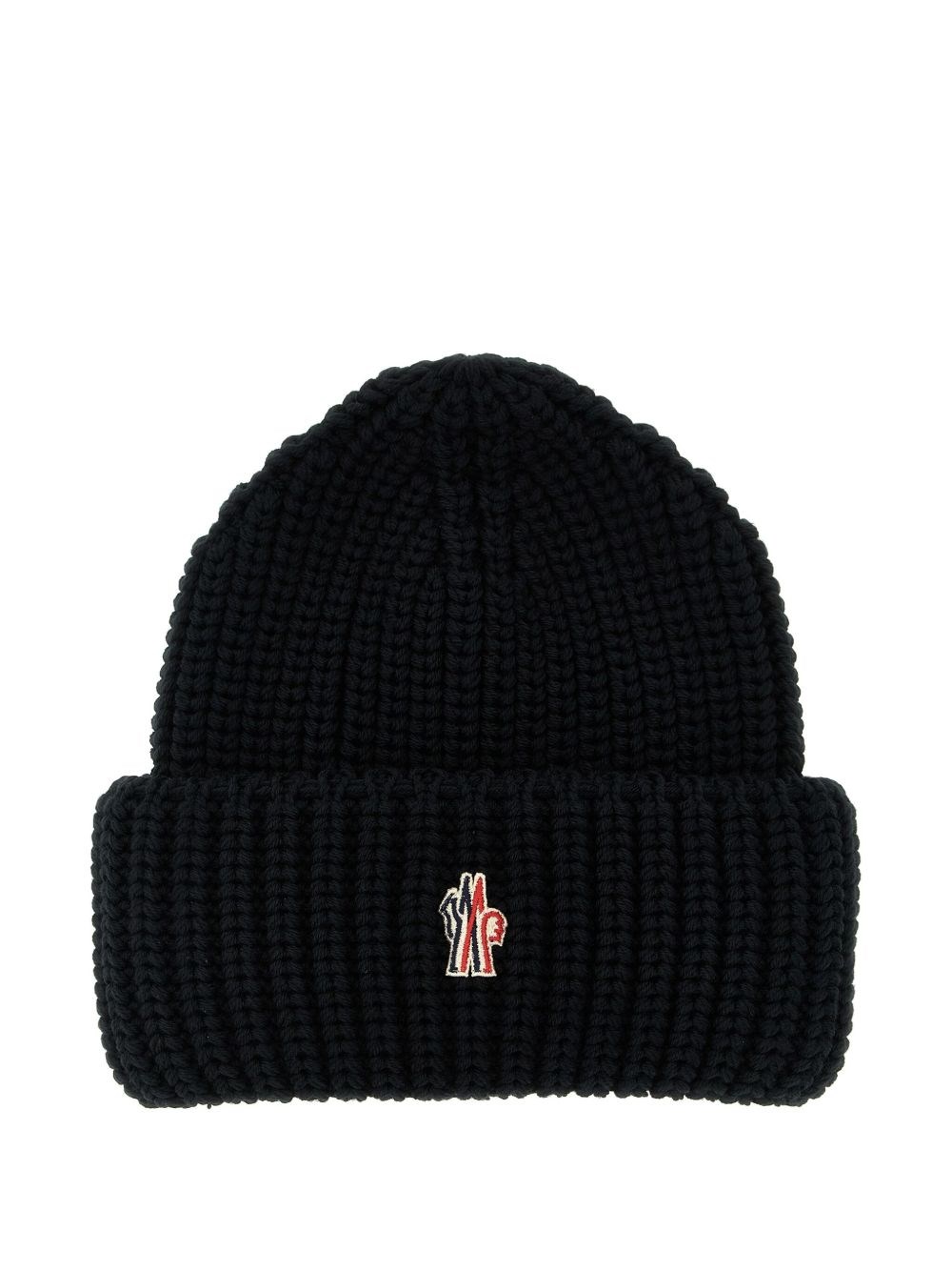 Moncler Grenoble Ribbed Beanie With Logo In Black
