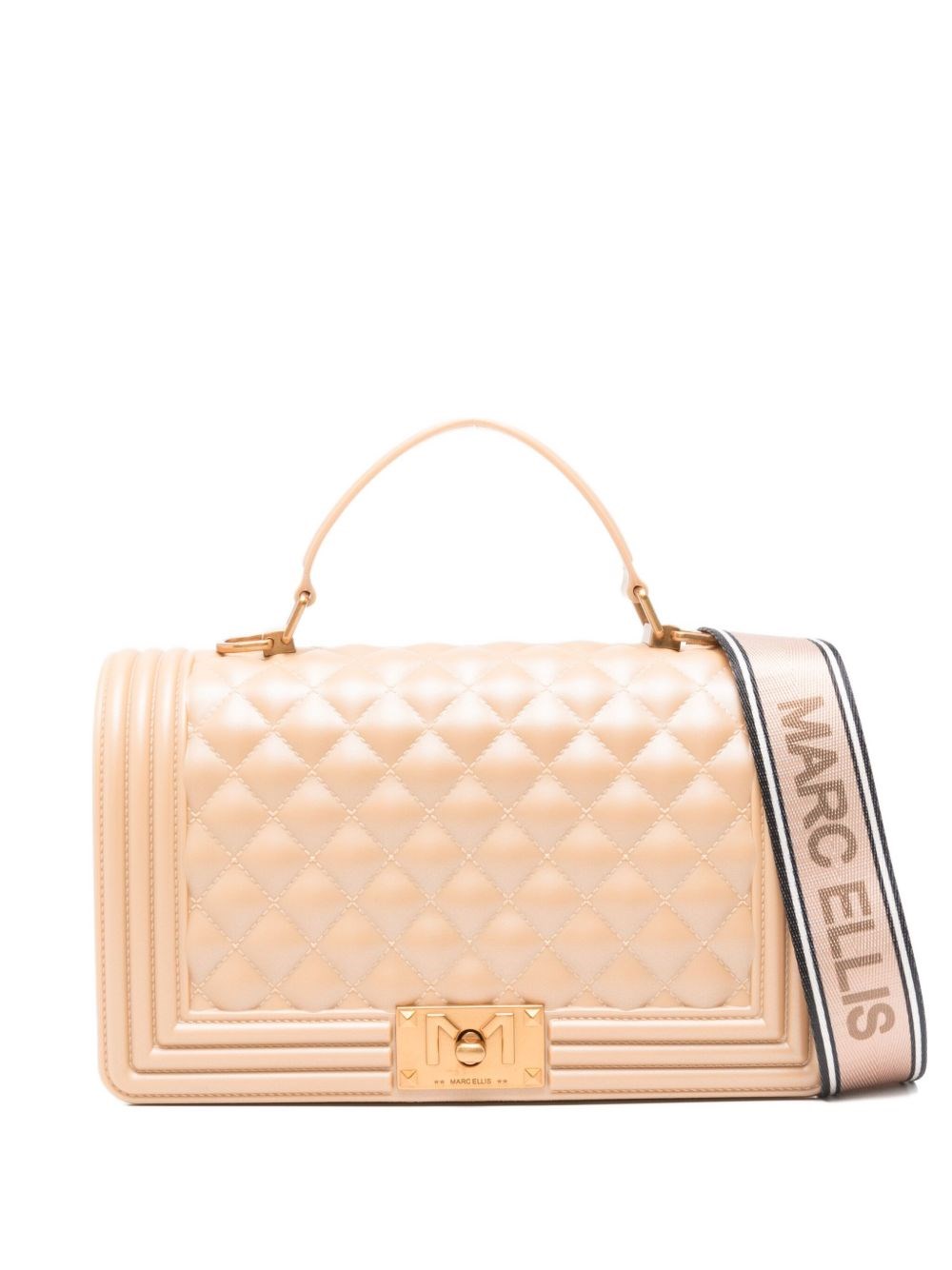 Marc Ellis Quilted Beige Crossbody Bag In White