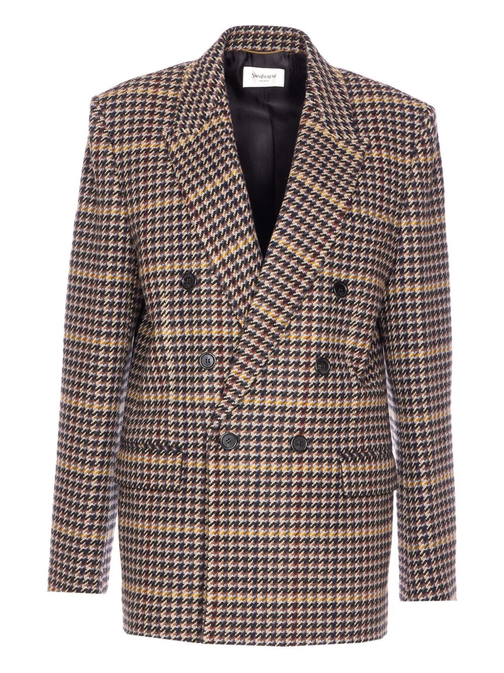 Saint Laurent Giacca Doppiopetto Con Sei Bottoni E Revers A Lancia In In Neutral