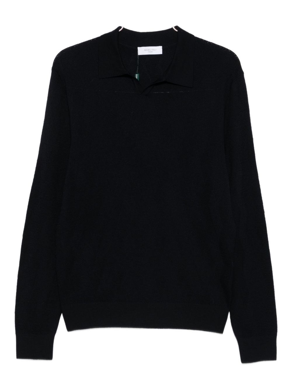Boglioli Polo-collar Wool T-shirt In Black