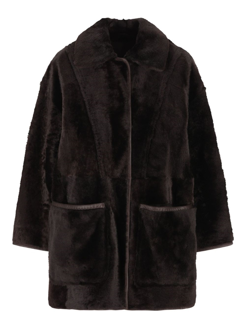 Max Mara Reversible Leather Coat In Brown