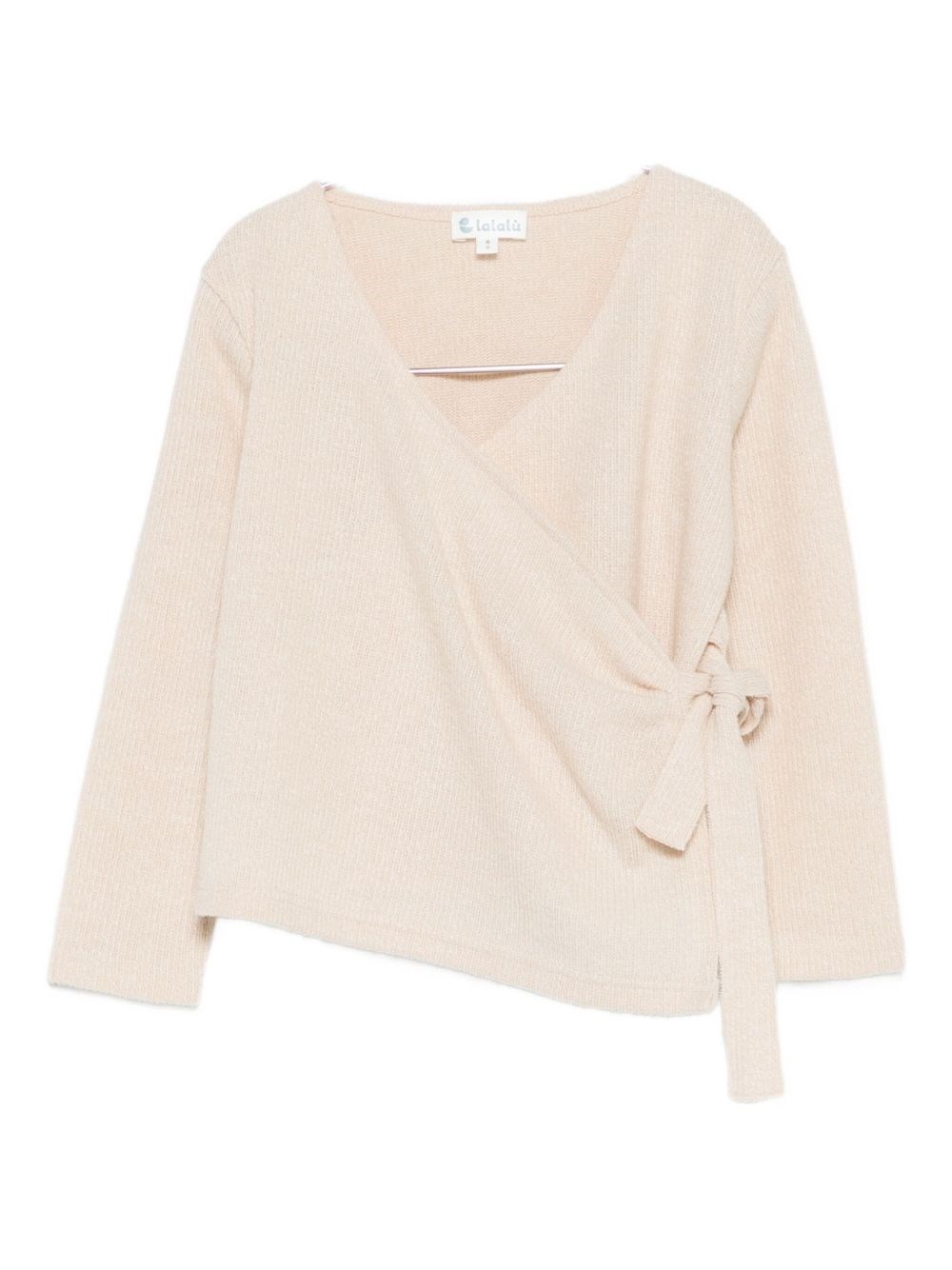 Lalalù Side-tie Sweater In Neutral