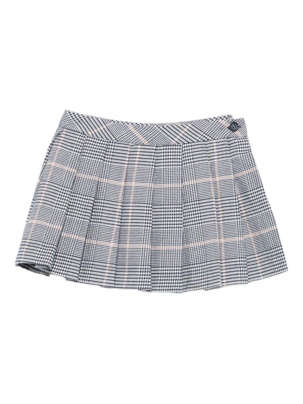 Lalalù Pleated Check Skirt In Blue