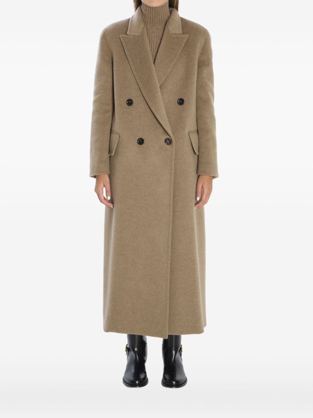 Max Mara Armonia Coat With Notched Lapels In Brown