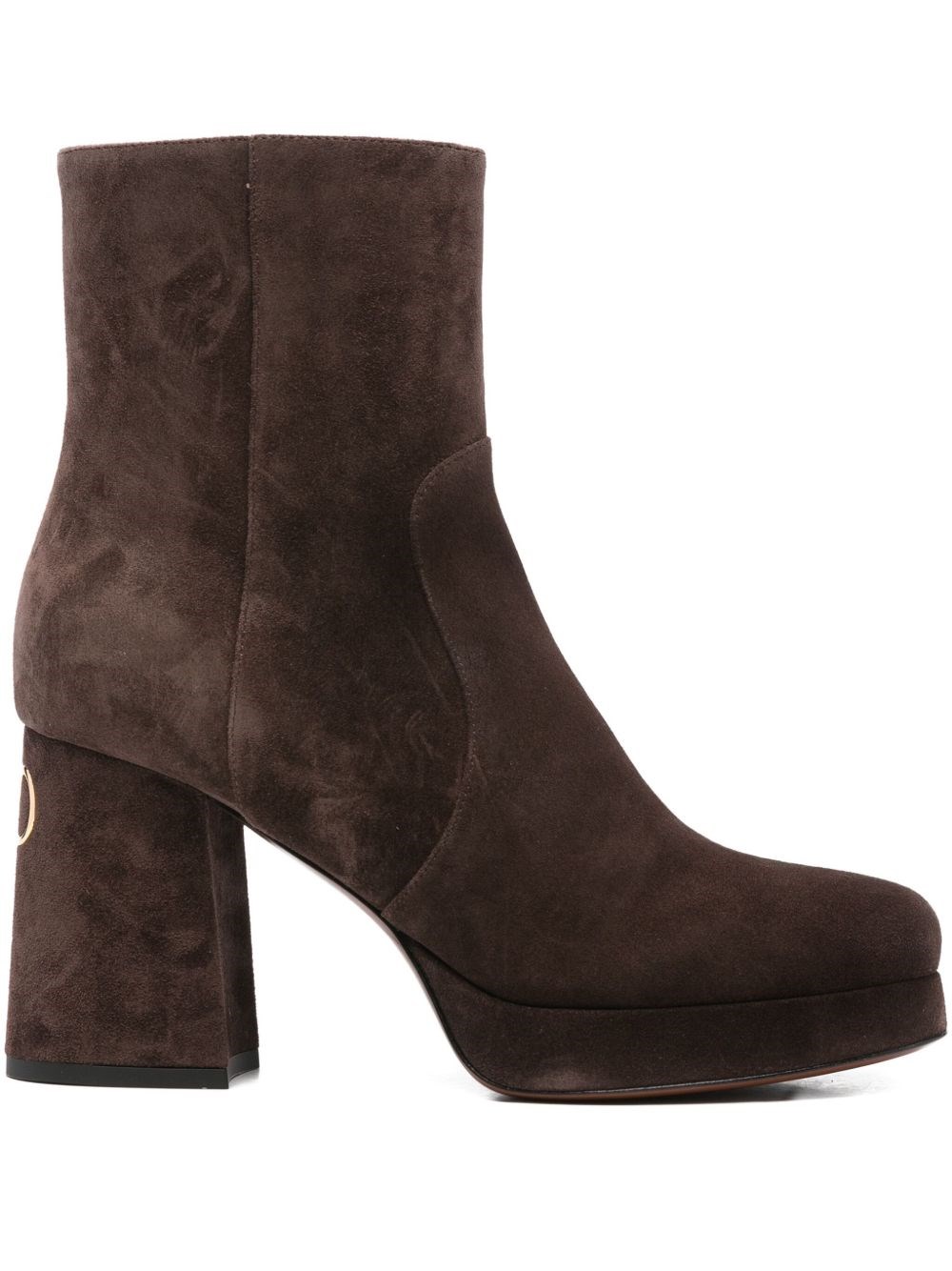 Valentino Fawcette 90 Suede Platform Bootie In Brown