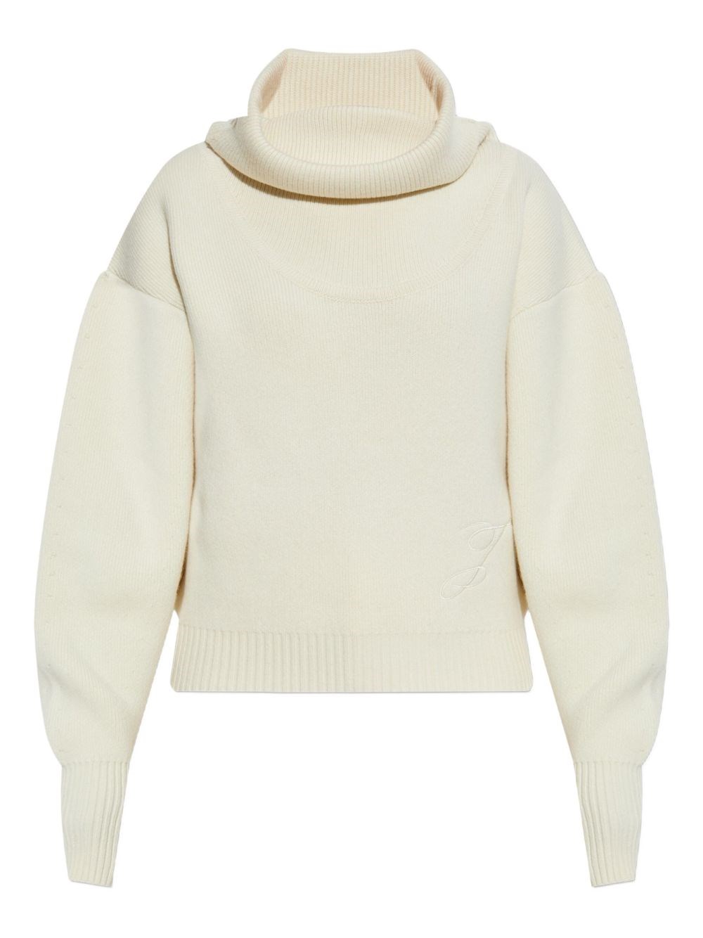 Jacquemus Wool-cashmere Blend Sweater With Voluminous Sleeves In Neutral