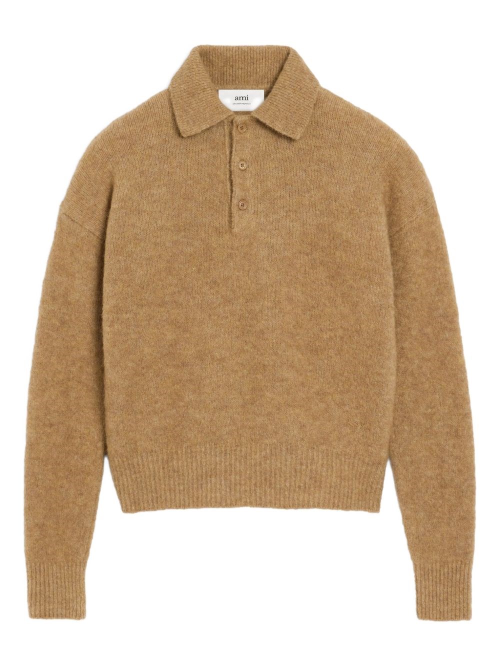 Ami Alexandre Mattiussi Ami Paris Long Sleeve Ami Polo In Brown