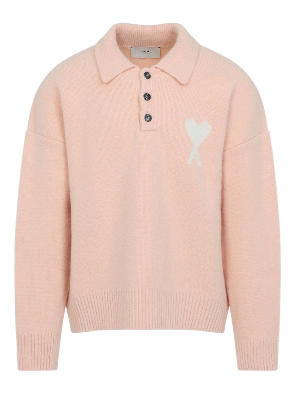 Ami Alexandre Mattiussi Ami Paris Powder Pink Ami De Coeur Polo Sweater Men In Pink