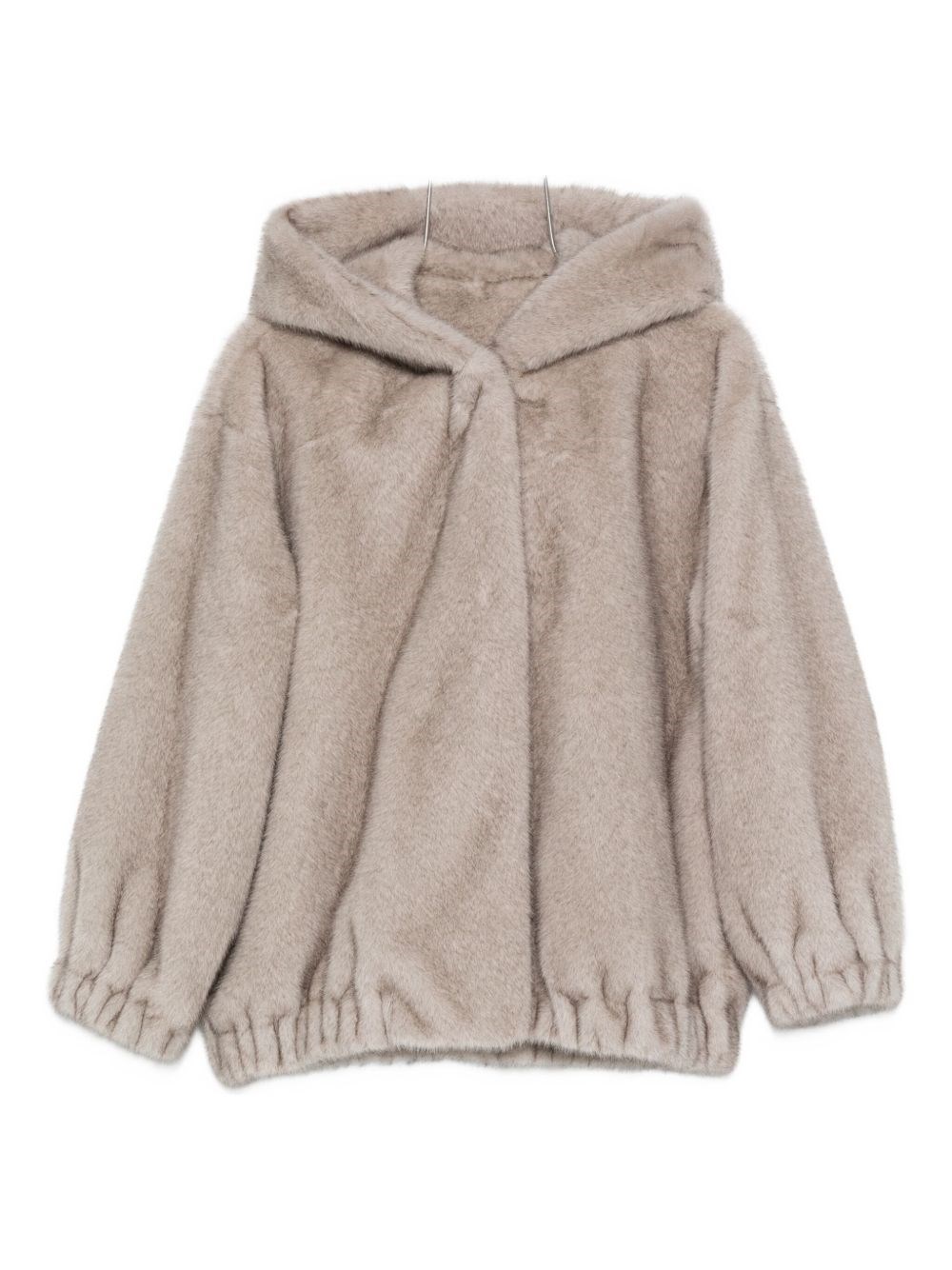 Antonelli Long-sleeved Hooded Fur Coat In Gray