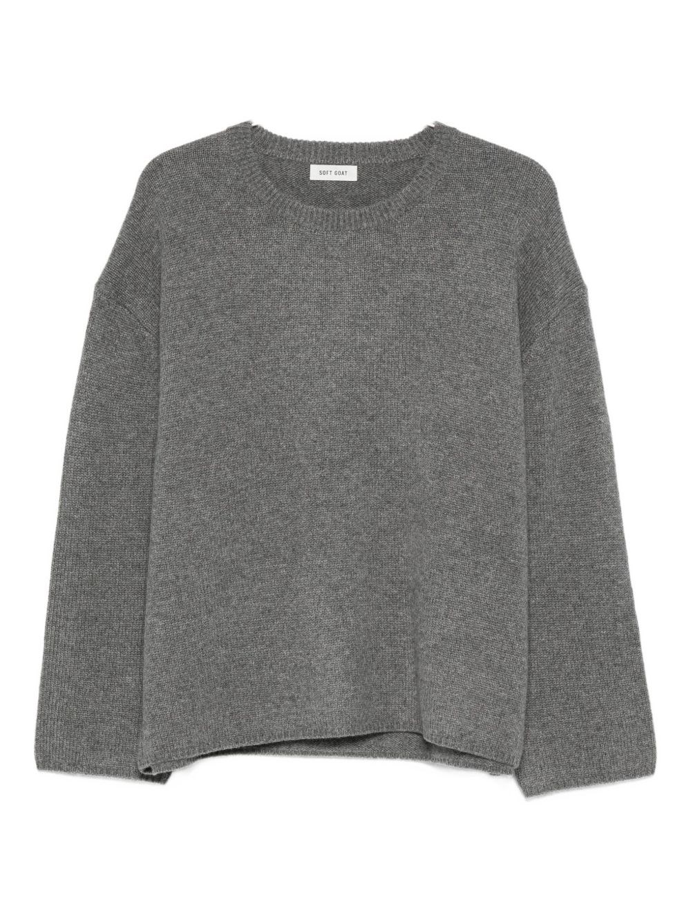 Soft Goat Crew-neck Long-sleeve Knitwear In Gray