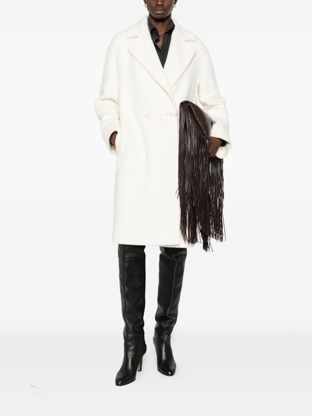 Max Mara Double-breasted Coat In White