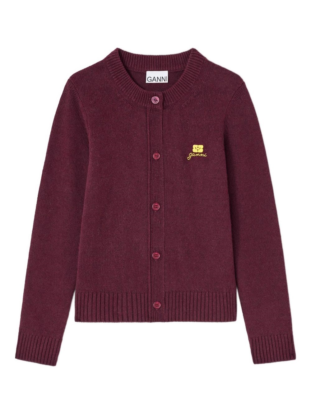 Ganni Knitwear With Ribbed Cuffs And Hem In Brown