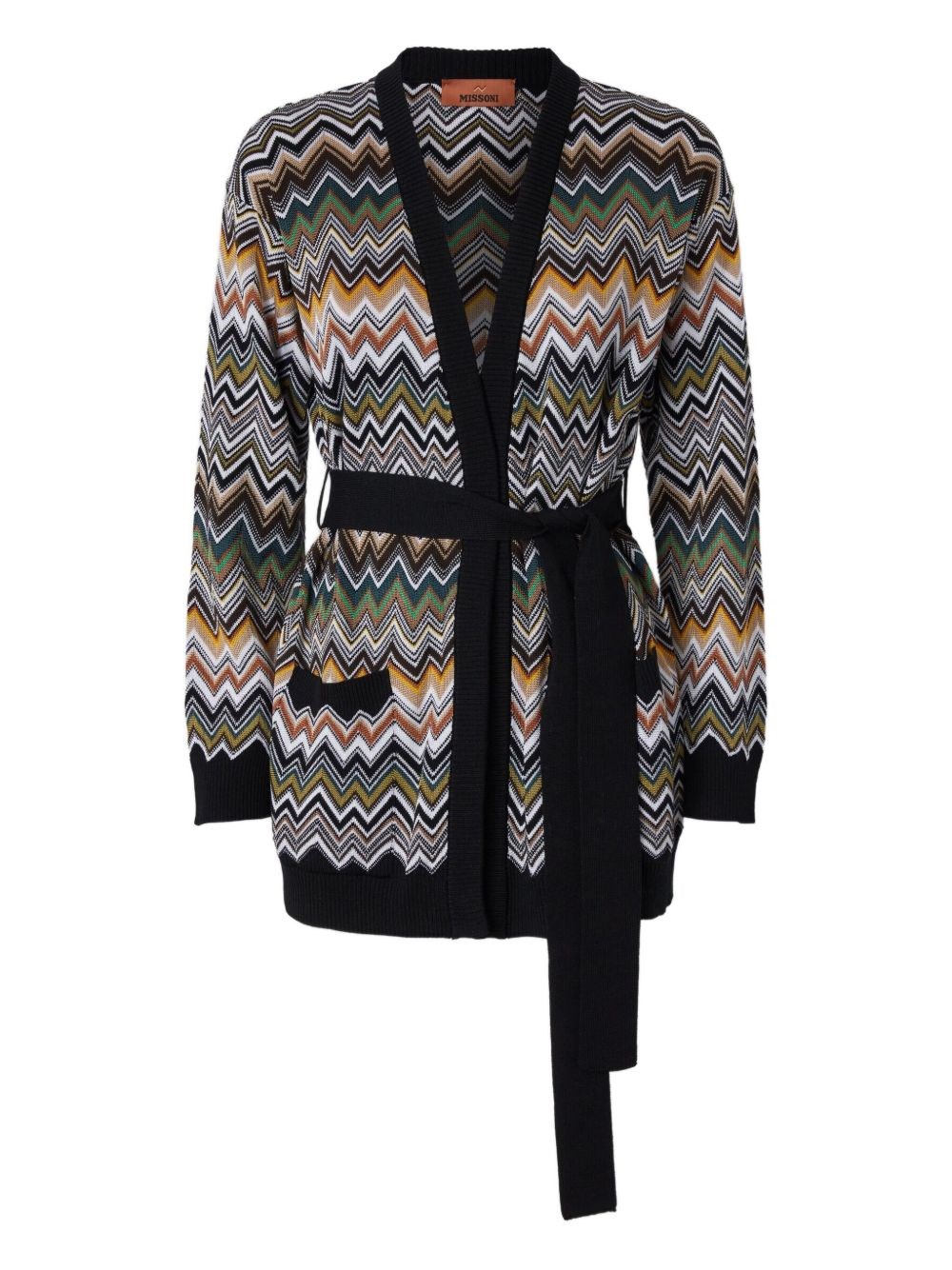 Missoni Chevron Pattern Cardigan With Belt In Multi