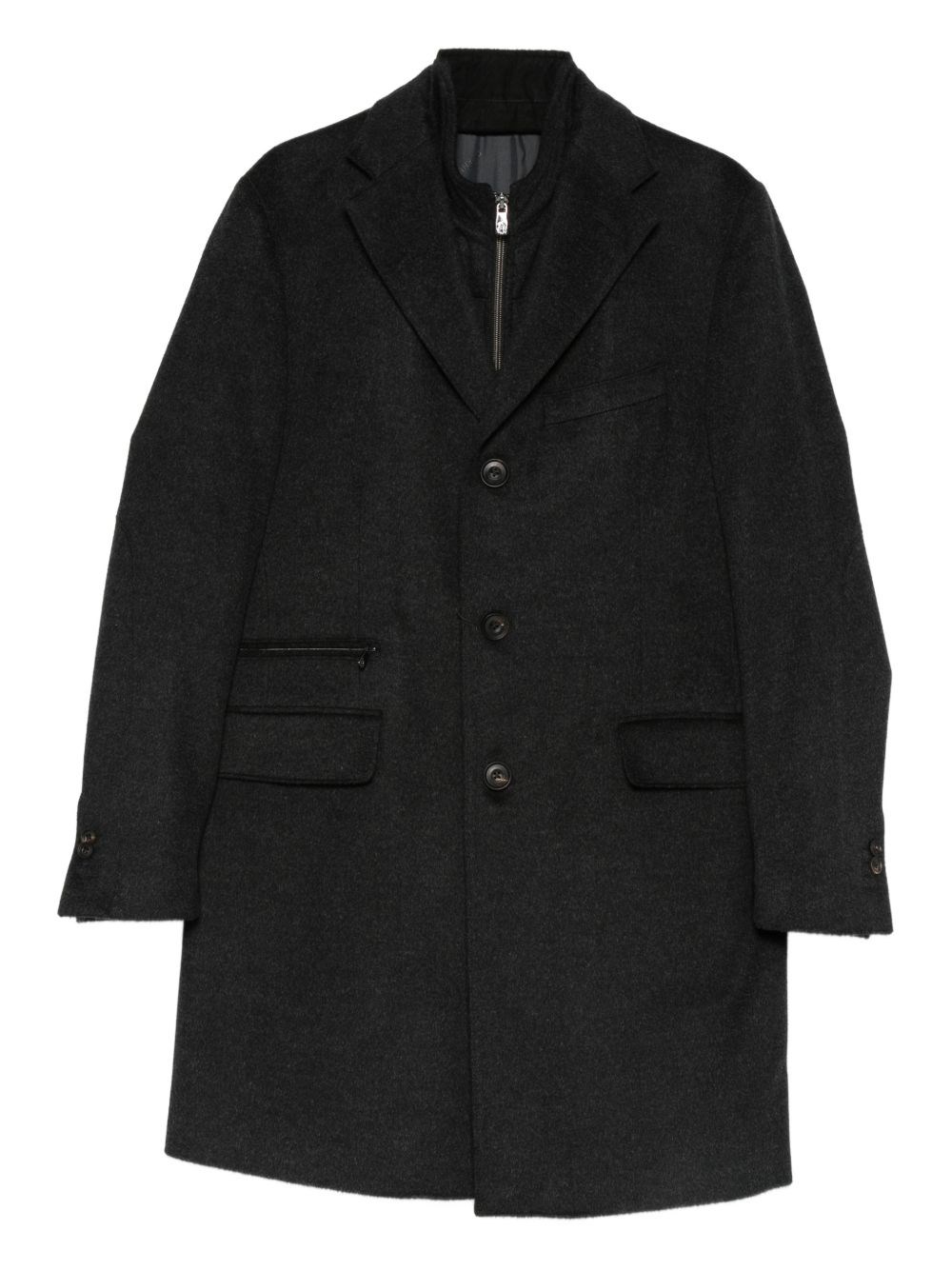 Corneliani Flap-pockets Single-breasted Coat In Gray