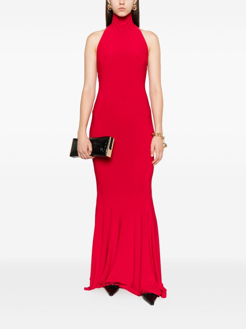 Norma Kamali Flared Dress With American Neckline In Red