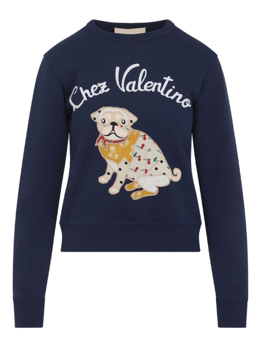 Valentino Dog Design Cotton Sweatshirt In Blue