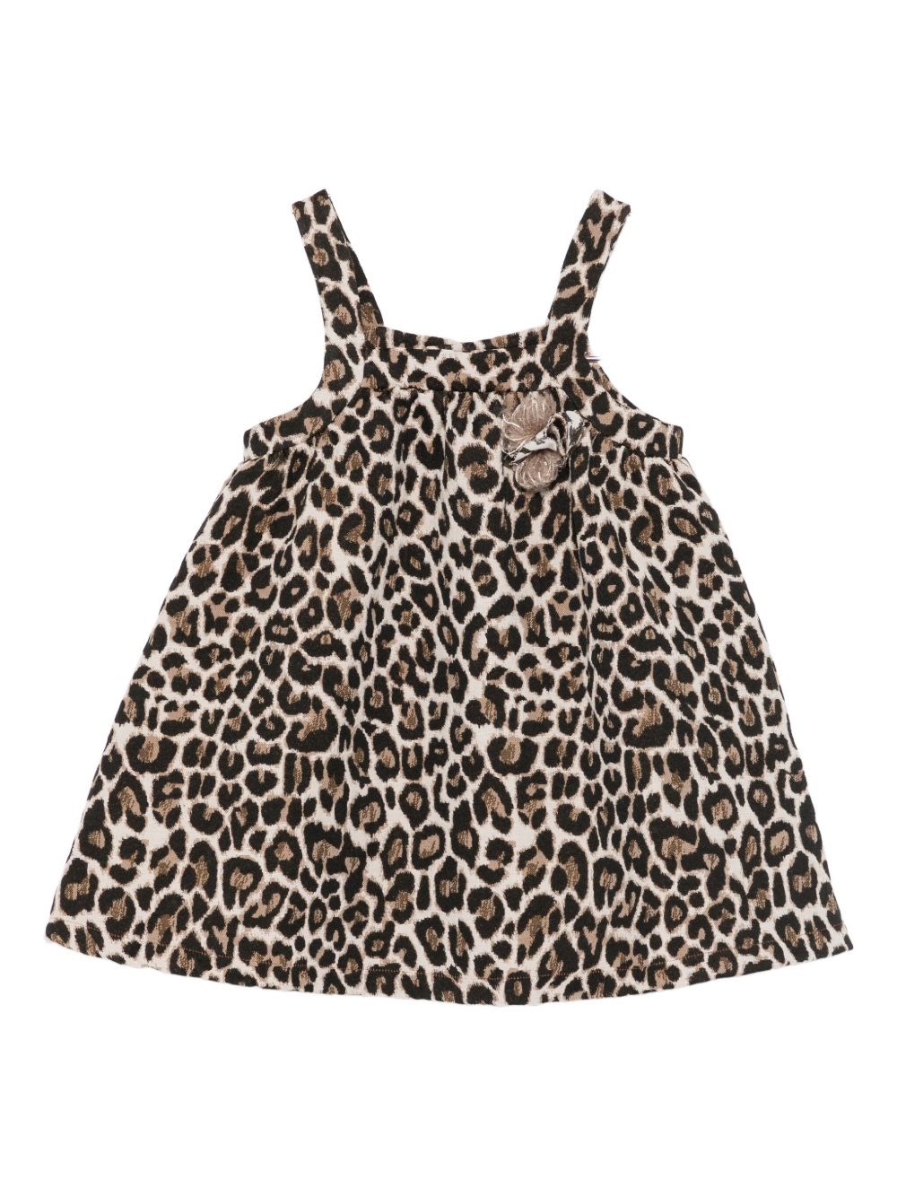 Lalalù Animal-print Appliqué Dress In Brown