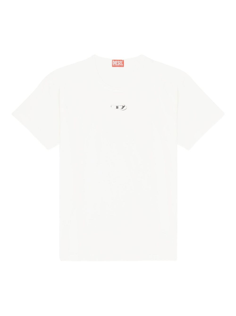 Diesel Uomo Bianco Maglietta Girocollo Con Logo