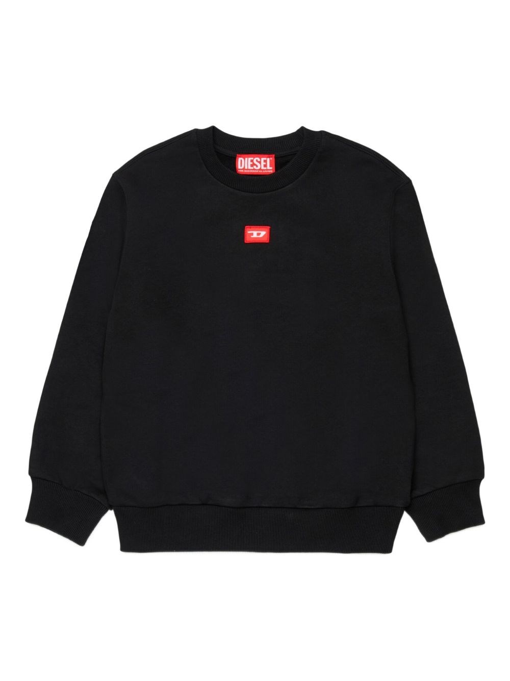 Diesel Kids' Sxgin Over Logo-patch Sweatshirt In Black