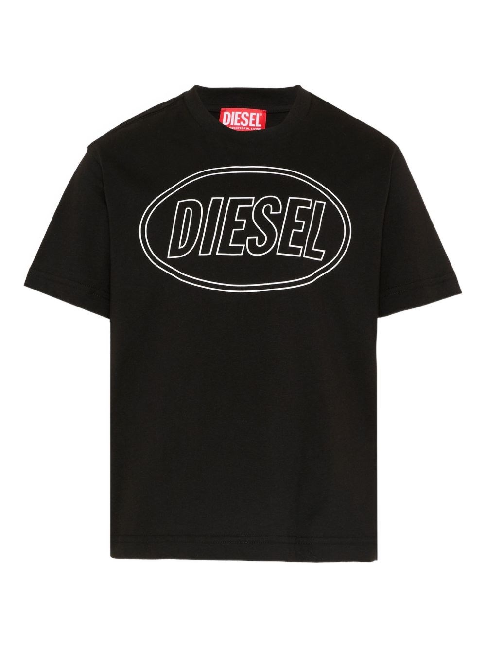 Diesel Kids' Crew Neck Short Sleeve Logo T-shirt In Black