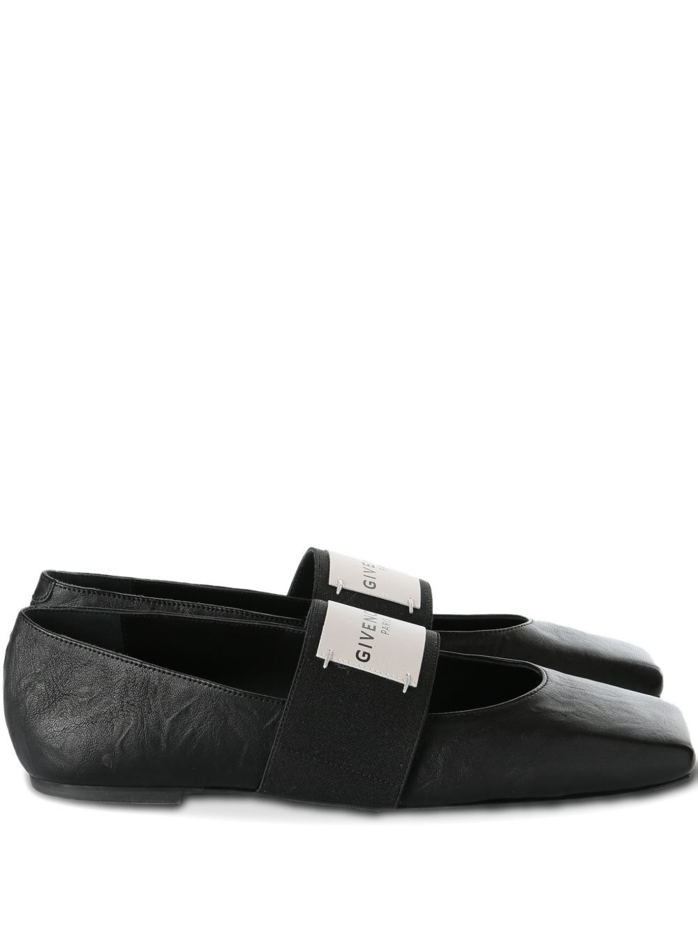 Givenchy Sliced ??square Leather Textured Ballerinas In Black