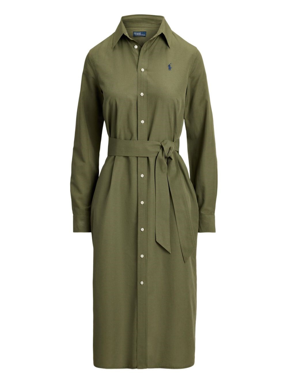 Polo Ralph Lauren Donna Verde Chemisier Polo Pony Con Cintura