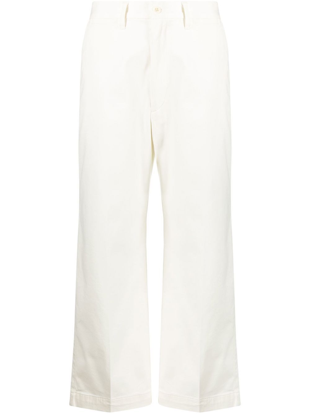 Polo Ralph Lauren Donna Bianco Pantaloni Crop Svasati