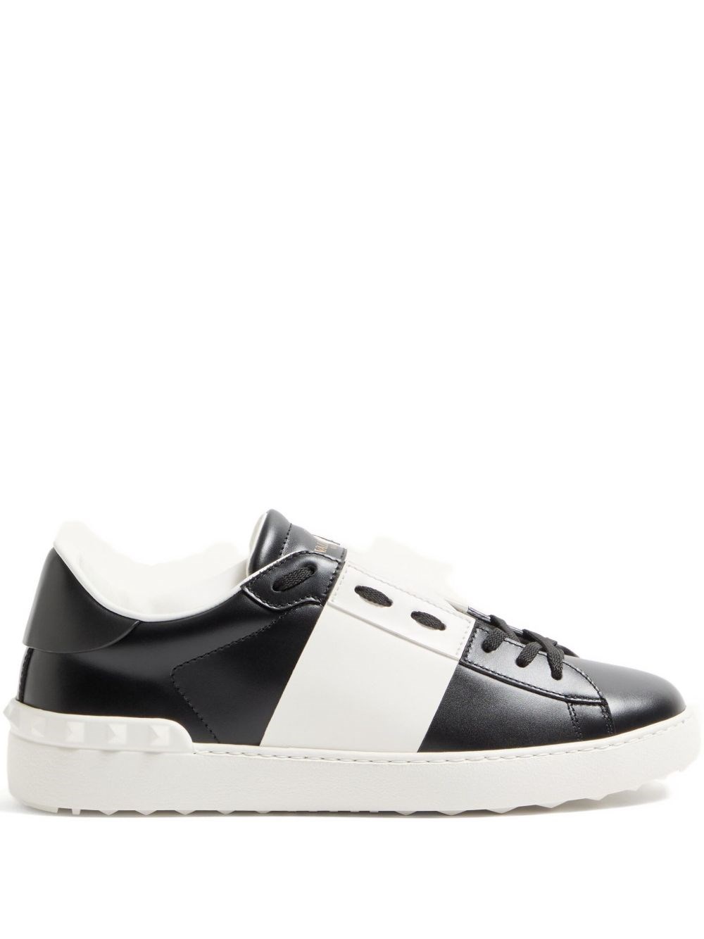 Valentino Garavani Uomo Nero Sneakers "Open " In Pelle Borchie In Gomma Sul Retr